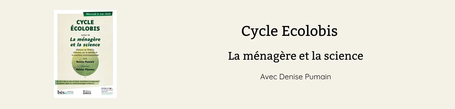 Cycle Ecolobis La ménagère et la science